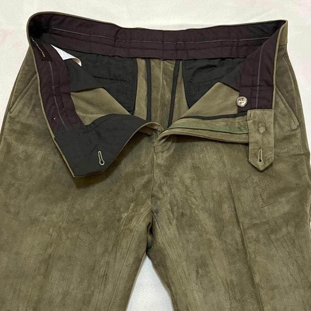 Men's Olive Suede Leather Green Pants Size 34 NWOT - Picture 6 of 10
